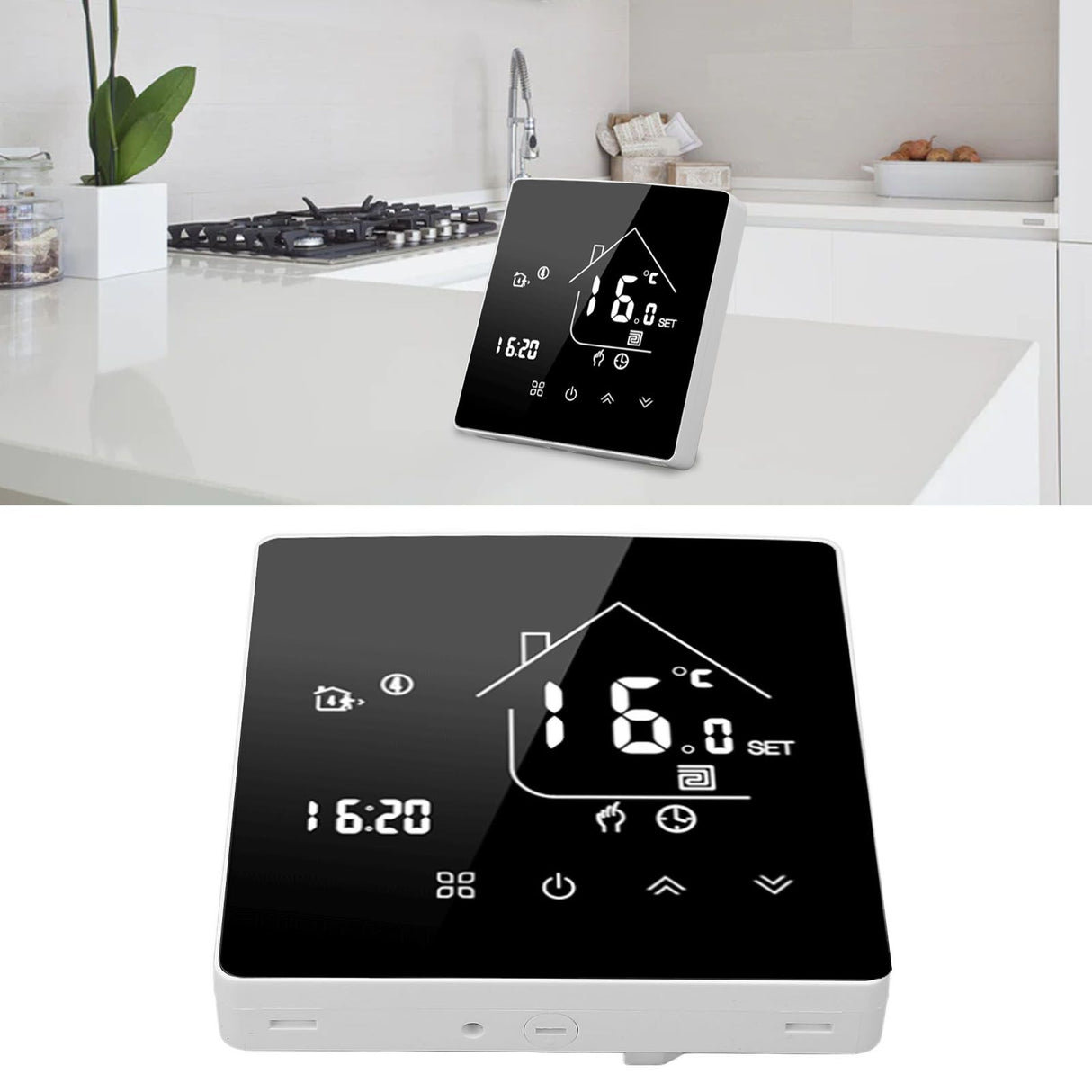 Smart Thermostat LCD Touch Screen Thermostat Programmable Temperature Controller for Boiler 95‑240V Concealed Installation