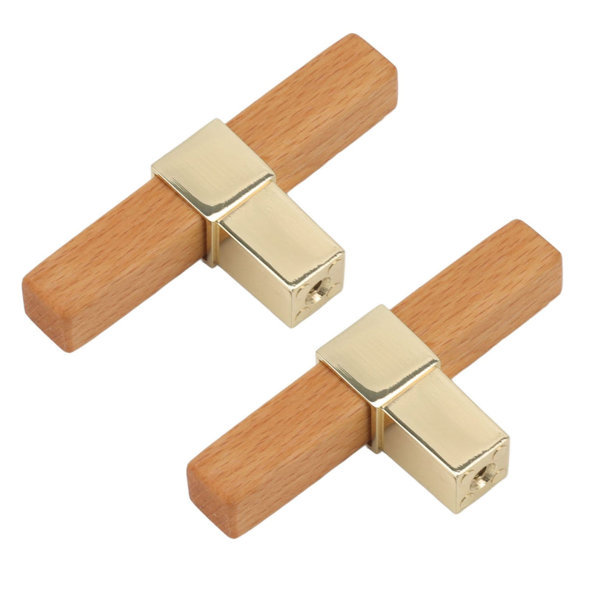 2 Pcs Wooden Cabinet Pulls Single Hole Door Pull Handle Knobs For Kitchen Drawer Cupboard Closet Golden