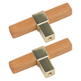 2 Pcs Wooden Cabinet Pulls Single Hole Door Pull Handle Knobs For Kitchen Drawer Cupboard Closet Golden - Top-Down View