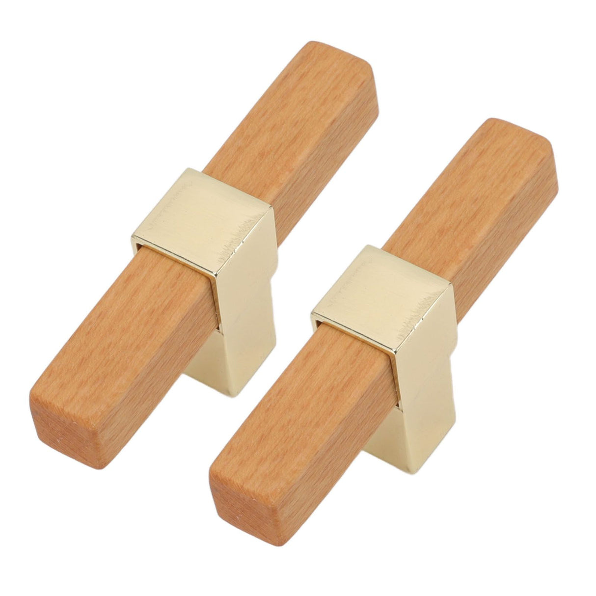 2 Pcs Wooden Cabinet Pulls Single Hole Door Pull Handle Knobs For Kitchen Drawer Cupboard Closet Golden