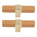 2 Pcs Wooden Cabinet Pulls Single Hole Door Pull Handle Knobs For Kitchen Drawer Cupboard Closet Golden - Close-Up Angle