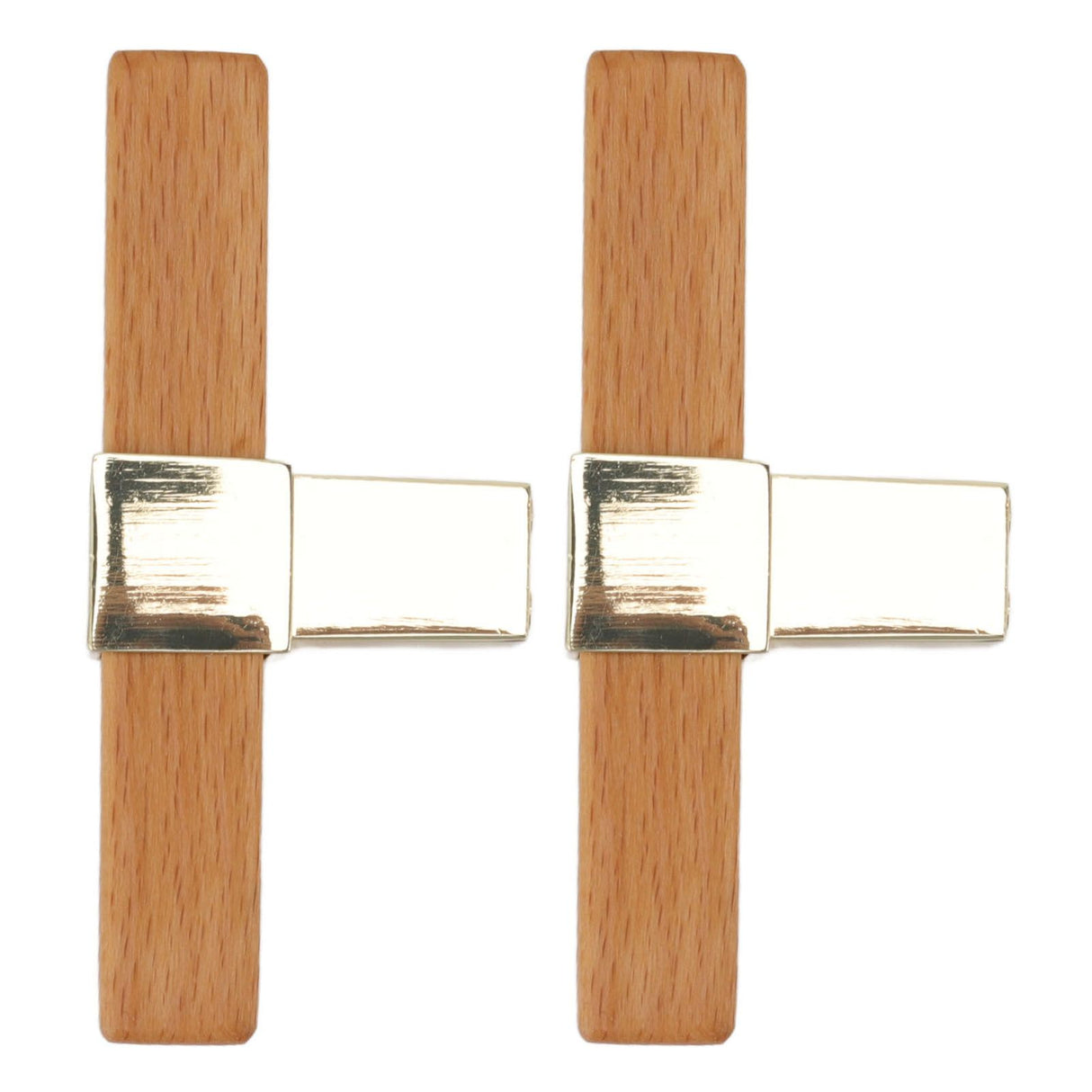 2 Pcs Wooden Cabinet Pulls Single Hole Door Pull Handle Knobs For Kitchen Drawer Cupboard Closet Golden