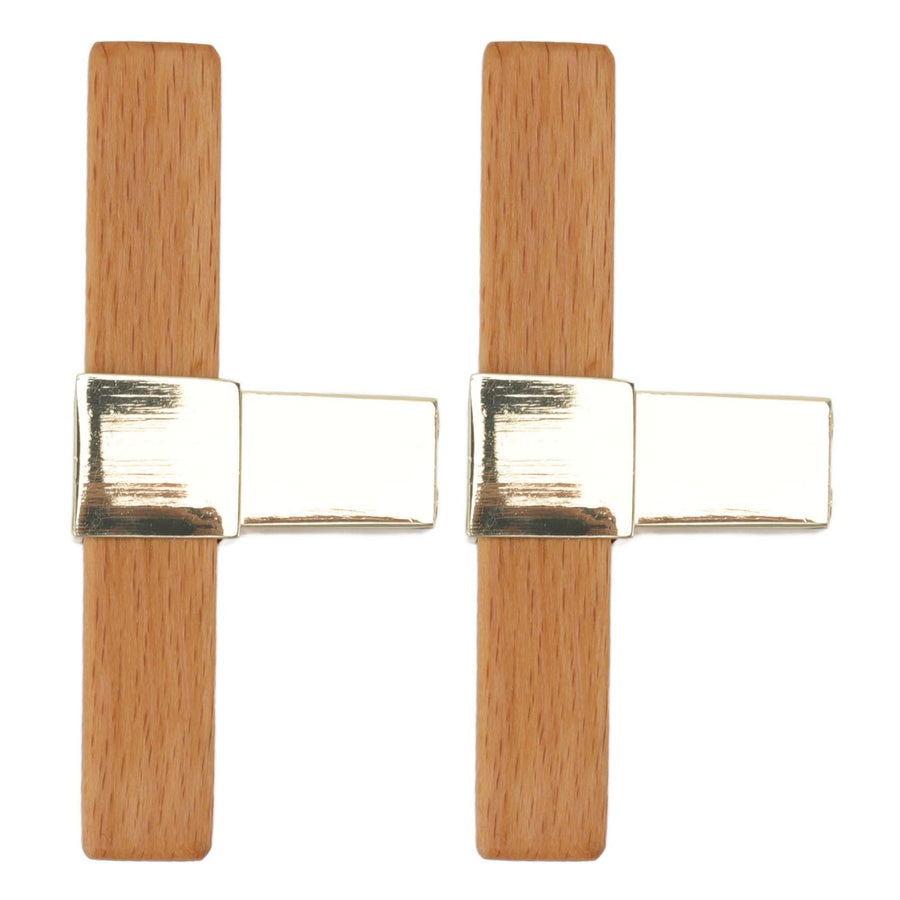2 Pcs Wooden Cabinet Pulls Single Hole Door Pull Handle Knobs For Kitchen Drawer Cupboard Closet Golden