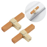 2 Pcs Wooden Cabinet Pulls Single Hole Door Pull Handle Knobs For Kitchen Drawer Cupboard Closet Golden - Extra Image