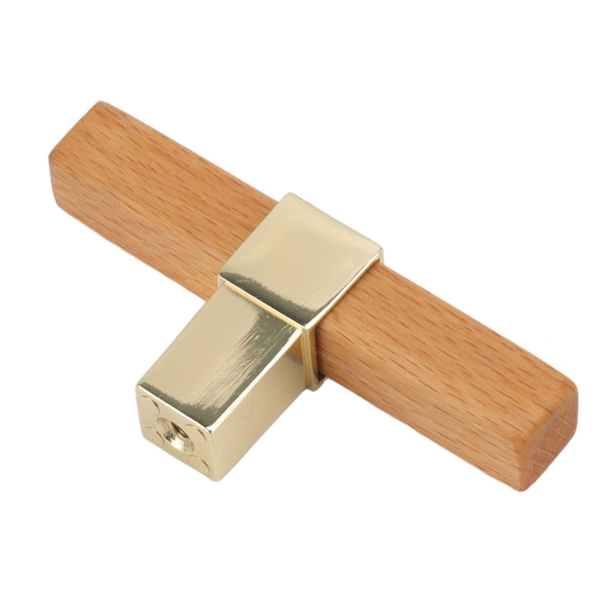 2 Pcs Wooden Cabinet Pulls Single Hole Door Pull Handle Knobs For Kitchen Drawer Cupboard Closet Golden
