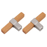 2 Pcs Wooden Cabinet Pulls Single Hole Door Pull Handle Knobs For Kitchen Drawer Cupboard Closet Brushed Silver - Front View