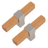 2 Pcs Wooden Cabinet Pulls Single Hole Door Pull Handle Knobs For Kitchen Drawer Cupboard Closet Brushed Silver - Top-Down View