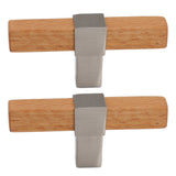 2 Pcs Wooden Cabinet Pulls Single Hole Door Pull Handle Knobs For Kitchen Drawer Cupboard Closet Brushed Silver - Close-Up Angle