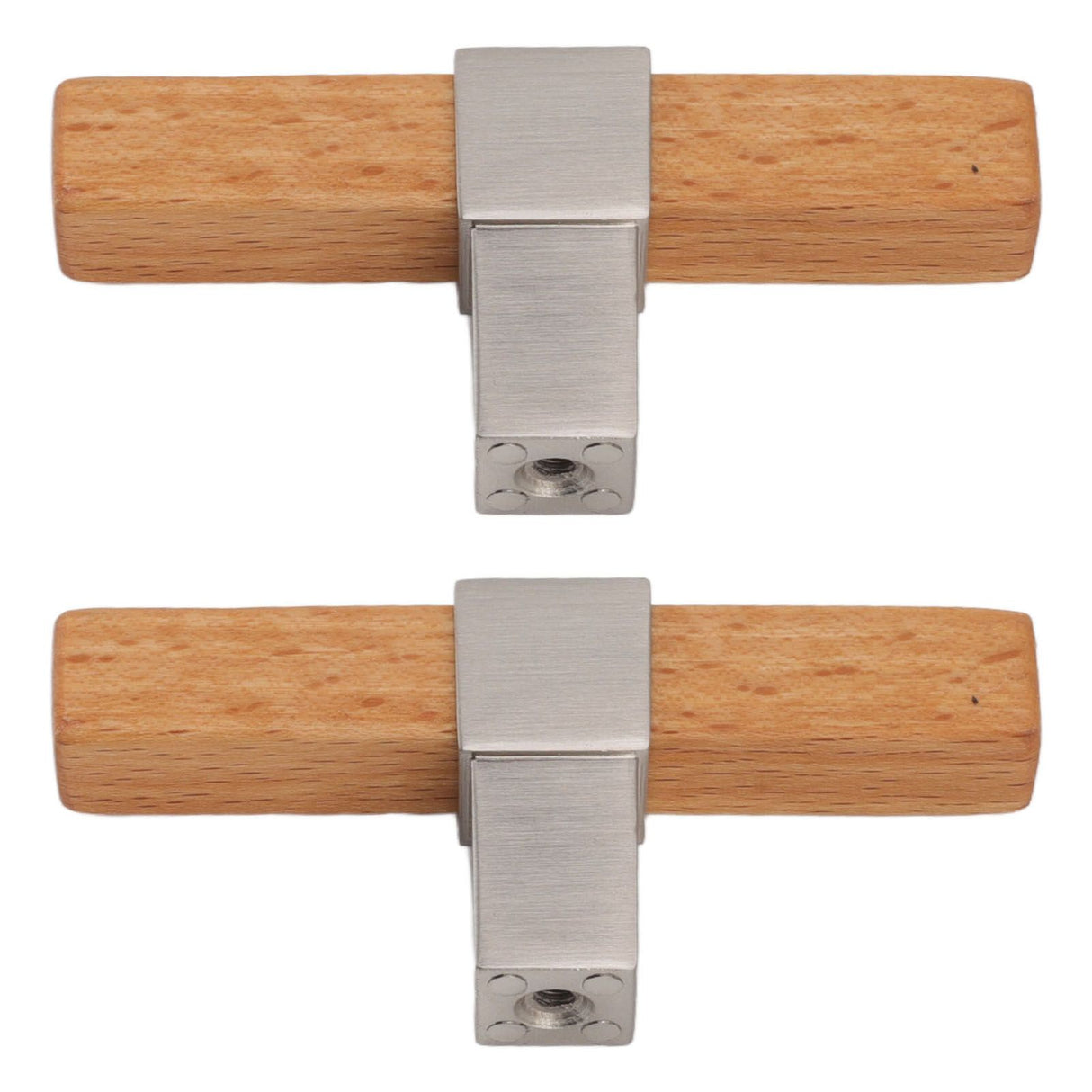 2 Pcs Wooden Cabinet Pulls Single Hole Door Pull Handle Knobs For Kitchen Drawer Cupboard Closet Brushed Silver