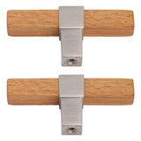 2 Pcs Wooden Cabinet Pulls Single Hole Door Pull Handle Knobs For Kitchen Drawer Cupboard Closet Brushed Silver - Extra Image