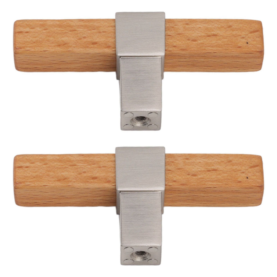 2 Pcs Wooden Cabinet Pulls Single Hole Door Pull Handle Knobs For Kitchen Drawer Cupboard Closet Brushed Silver