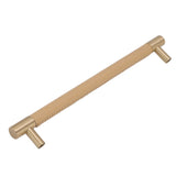Cabinet Door Handle 224MM Hole Pitch Leather Brass Light Luxury Cupboard Bar Pull Handle for Home Wardrobe Drawer Beige - Front View
