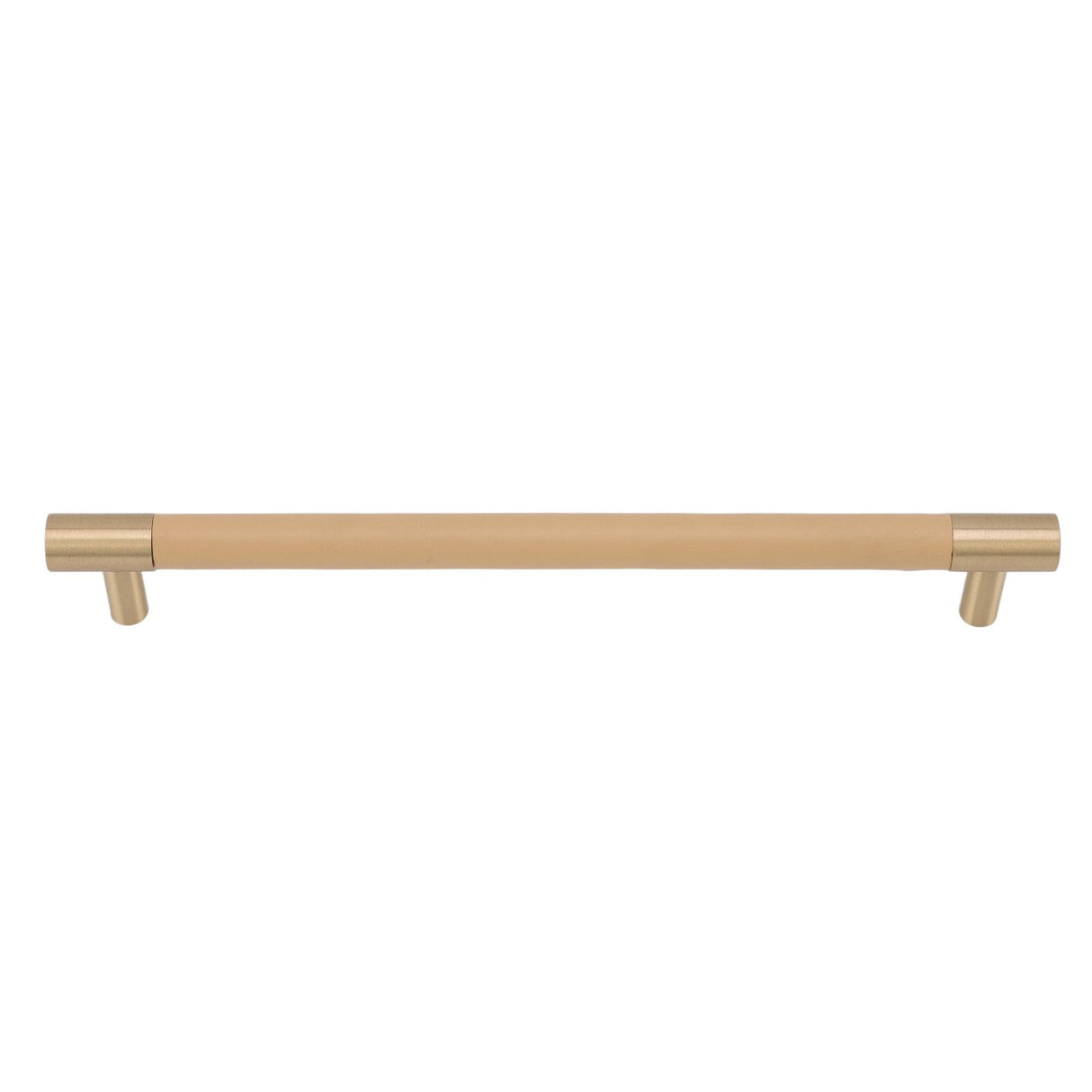 Cabinet Door Handle 224MM Hole Pitch Leather Brass Light Luxury Cupboard Bar Pull Handle for Home Wardrobe Drawer Beige