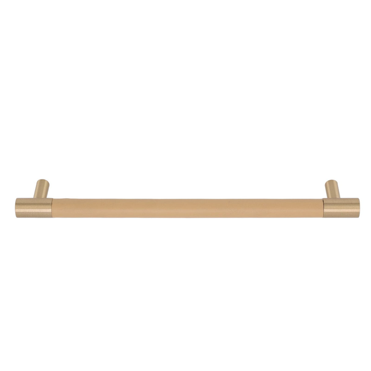 Cabinet Door Handle 224MM Hole Pitch Leather Brass Light Luxury Cupboard Bar Pull Handle for Home Wardrobe Drawer Beige