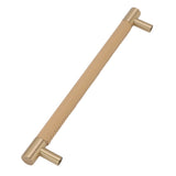Cabinet Door Handle 224MM Hole Pitch Leather Brass Light Luxury Cupboard Bar Pull Handle for Home Wardrobe Drawer Beige