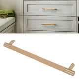 Cabinet Door Handle 224MM Hole Pitch Leather Brass Light Luxury Cupboard Bar Pull Handle for Home Wardrobe Drawer Beige