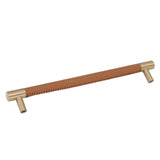 Cabinet Door Handle 224MM Hole Pitch Leather Brass Light Luxury Cupboard Bar Pull Handle for Home Wardrobe Drawer Light Brown - Top-Down View