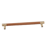 Cabinet Door Handle 224MM Hole Pitch Leather Brass Light Luxury Cupboard Bar Pull Handle for Home Wardrobe Drawer Light Brown - Extra Image