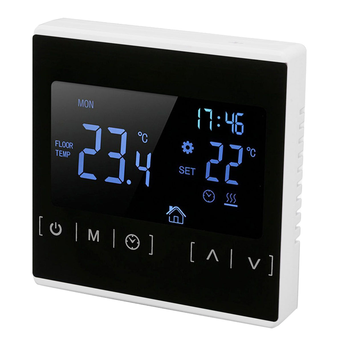 Smart Thermostat Backlit Touch Screen Dual Control Temperature Controller for Floor Heating High Power AC 85V‑240V White