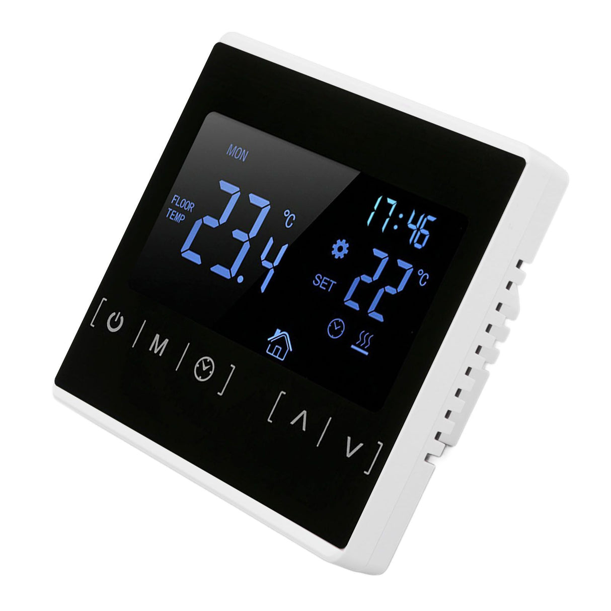 Smart Thermostat Backlit Touch Screen Dual Control Temperature Controller for Floor Heating High Power AC 85V‑240V White
