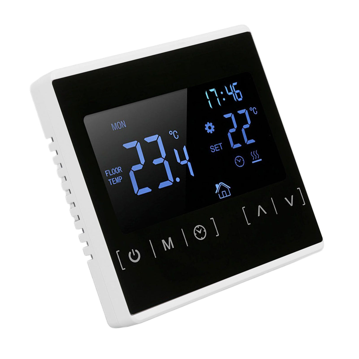 Smart Thermostat Backlit Touch Screen Dual Control Temperature Controller for Floor Heating High Power AC 85V‑240V White