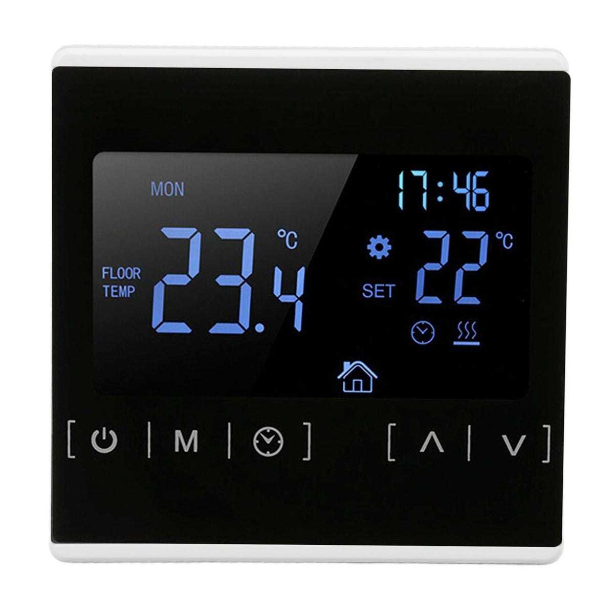Smart Thermostat Backlit Touch Screen Dual Control Temperature Controller for Floor Heating High Power AC 85V‑240V White