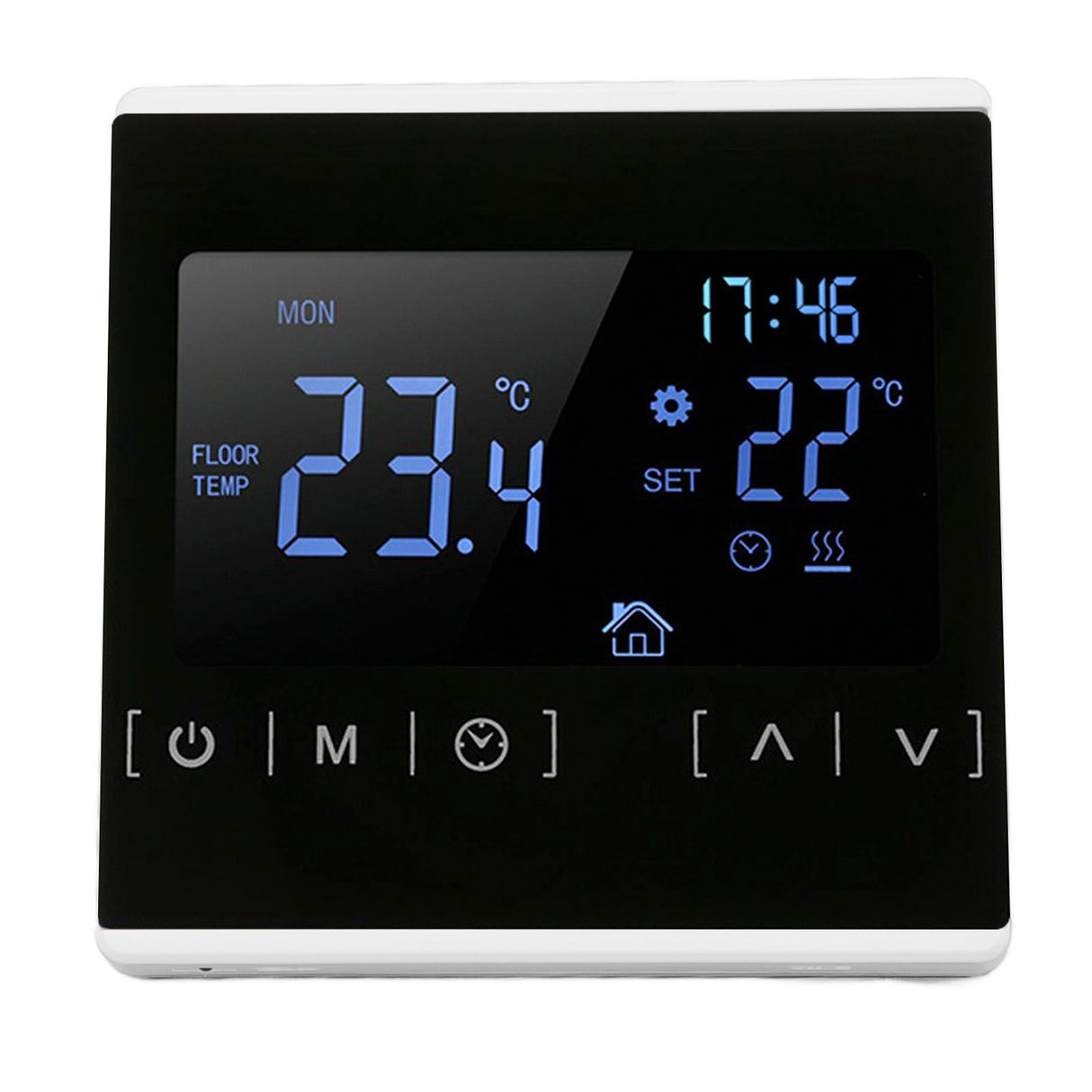 Smart Thermostat Backlit Touch Screen Dual Control Temperature Controller for Floor Heating High Power AC 85V‑240V White