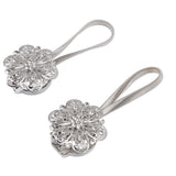 2Pcs Crystal Curtain Magnetic Tieback Stainless Steel Elegant Flower Curtain Clips Buckle for Living Room Bedroom - Top-Down View