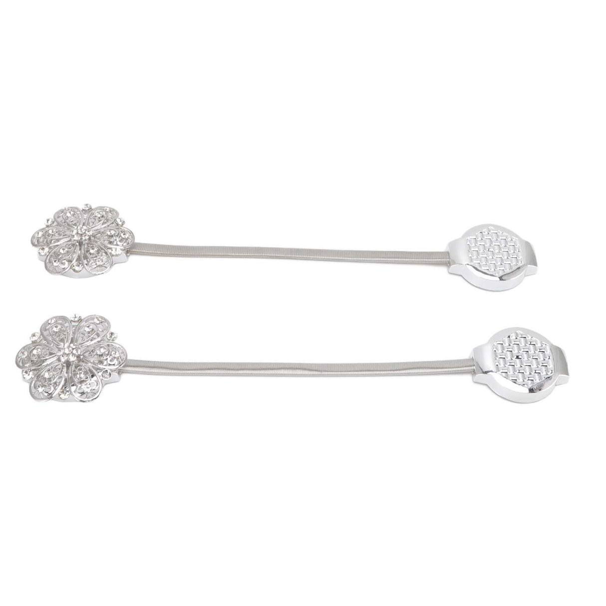 2Pcs Crystal Curtain Magnetic Tieback Stainless Steel Elegant Flower Curtain Clips Buckle for Living Room Bedroom