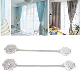 2Pcs Crystal Curtain Magnetic Tieback Stainless Steel Elegant Flower Curtain Clips Buckle for Living Room Bedroom - Extra Image