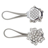 2Pcs Magnetic Curtain Tiebacks Stretchy Sparkling Crystal Flower Curtain Buckle Clips Stainless Wire Curtain Bind