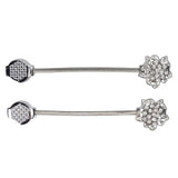 2Pcs Magnetic Curtain Tiebacks Stretchy Sparkling Crystal Flower Curtain Buckle Clips Stainless Wire Curtain Bind - Low Angle