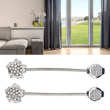 2Pcs Magnetic Curtain Tiebacks Stretchy Sparkling Crystal Flower Curtain Buckle Clips Stainless Wire Curtain Bind