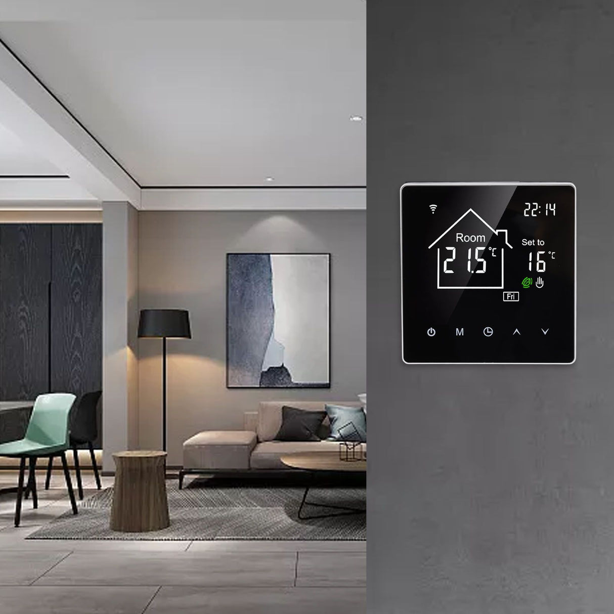 Smart Thermostat 86 Type LCD Touch Screen 7 Day Programmable Modes Digital Thermostat for Home 90 to 240V