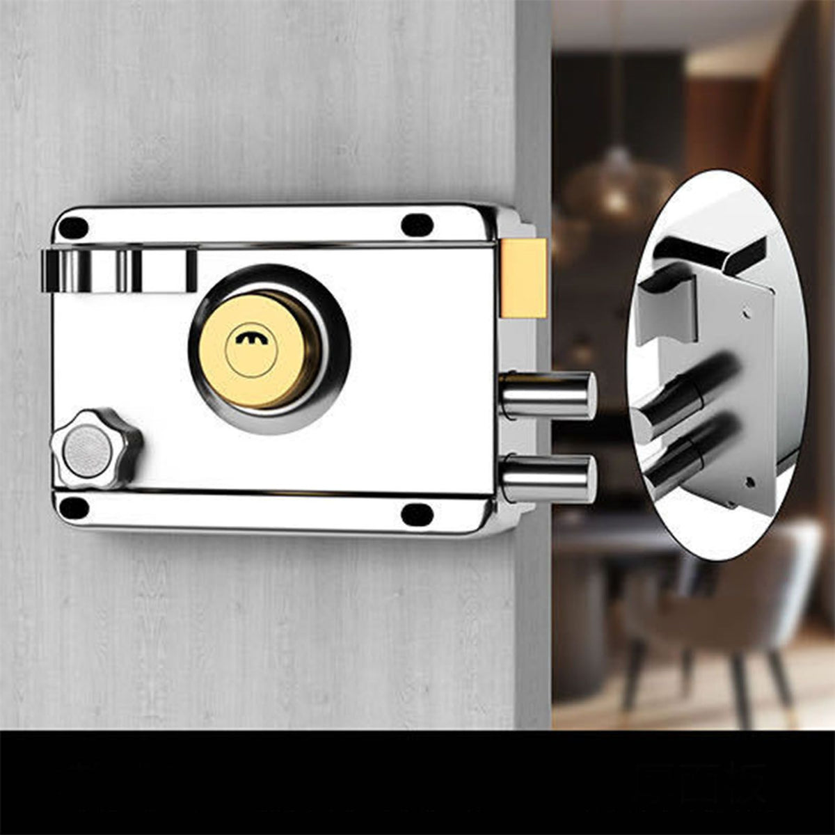 Exterior Gate Lock Stainless Steel Copper Lock Core Left Open with Edge Security Prevent Theft Old Gate Lock