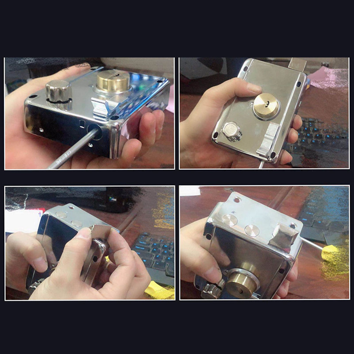 Exterior Gate Lock Stainless Steel Copper Lock Core Left Open with Edge Security Prevent Theft Old Gate Lock