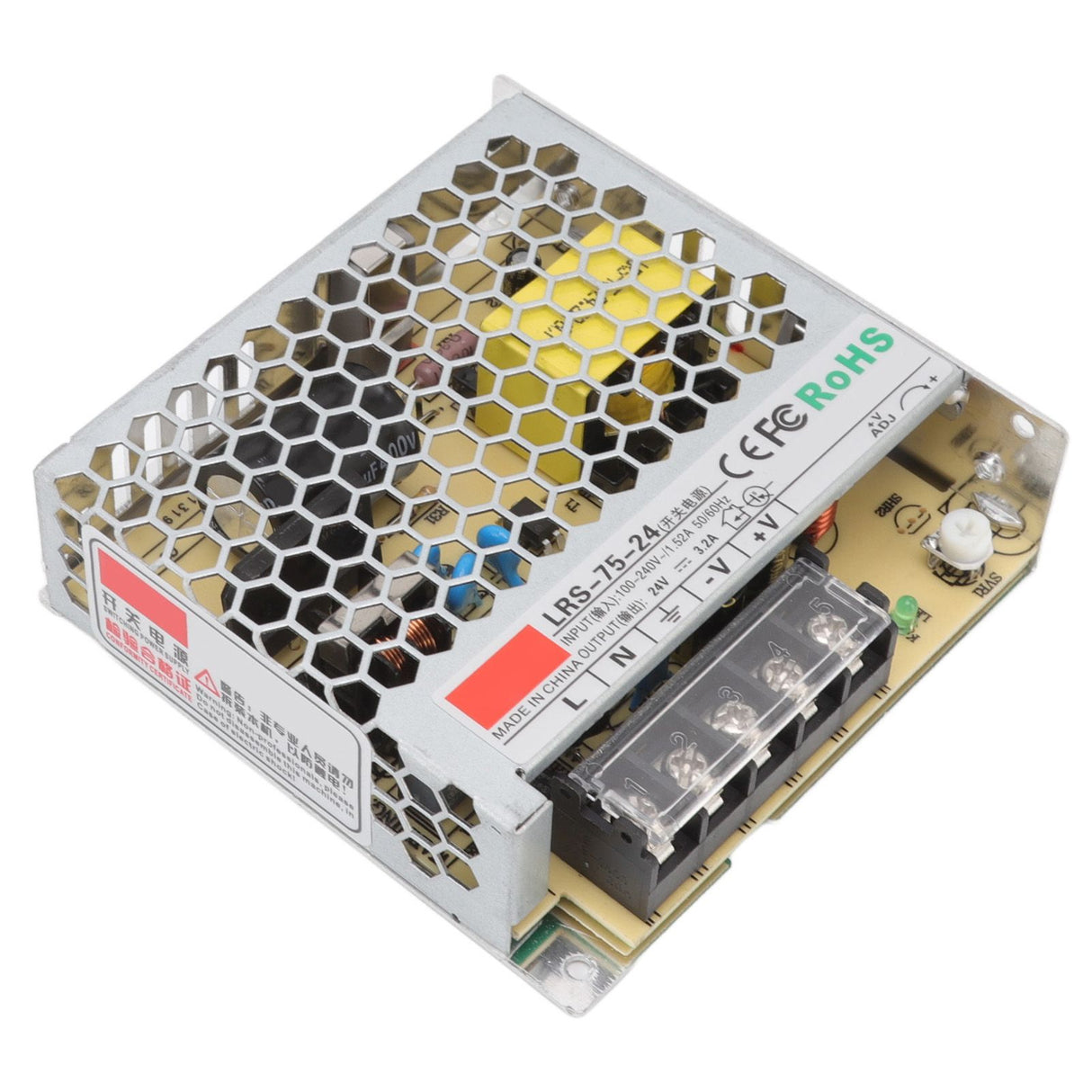 24V Switching Power Supply 3.2A Pure Copper Power Supply Transformer Adapter for Military Equipment 100‑240V
