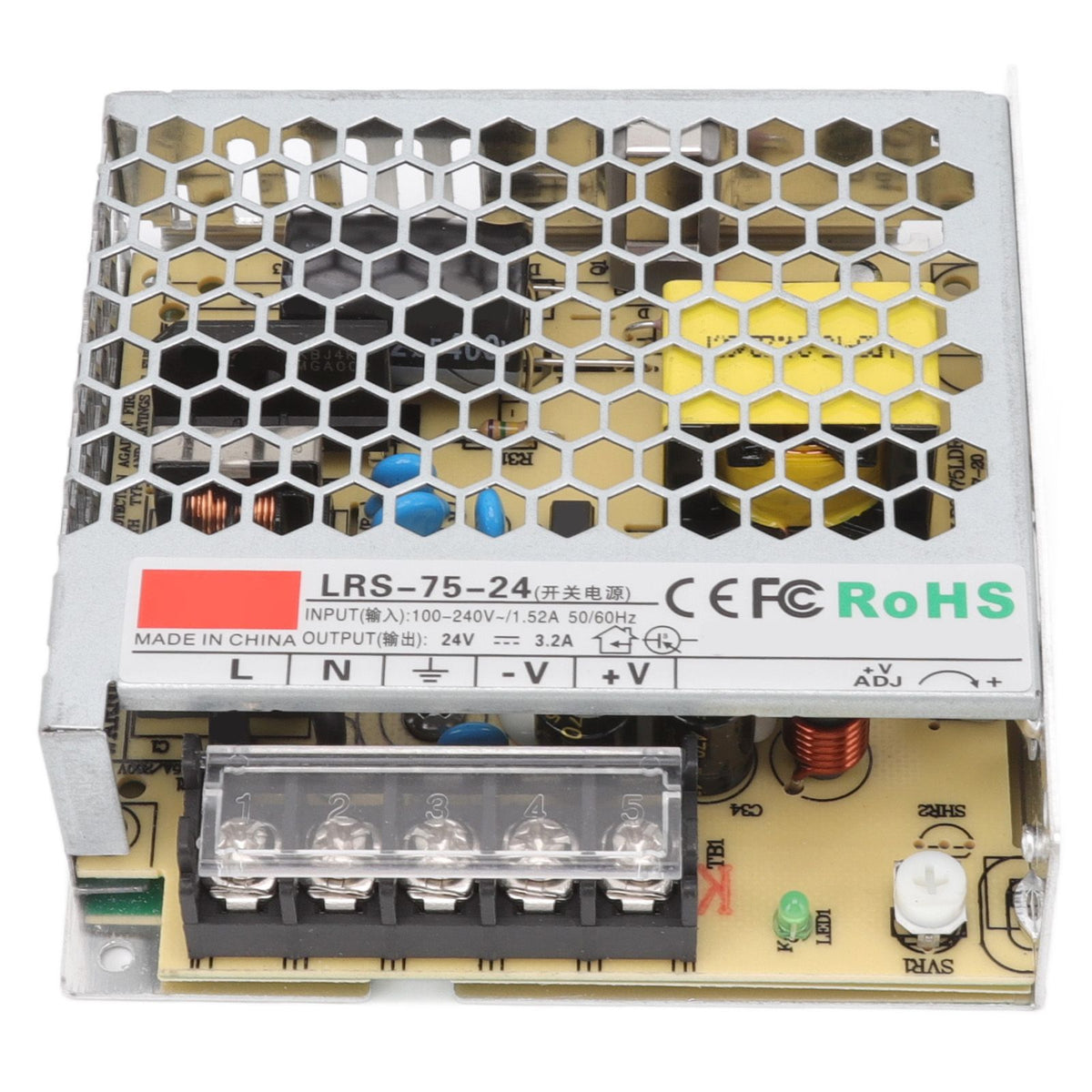24V Switching Power Supply 3.2A Pure Copper Power Supply Transformer Adapter for Military Equipment 100‑240V