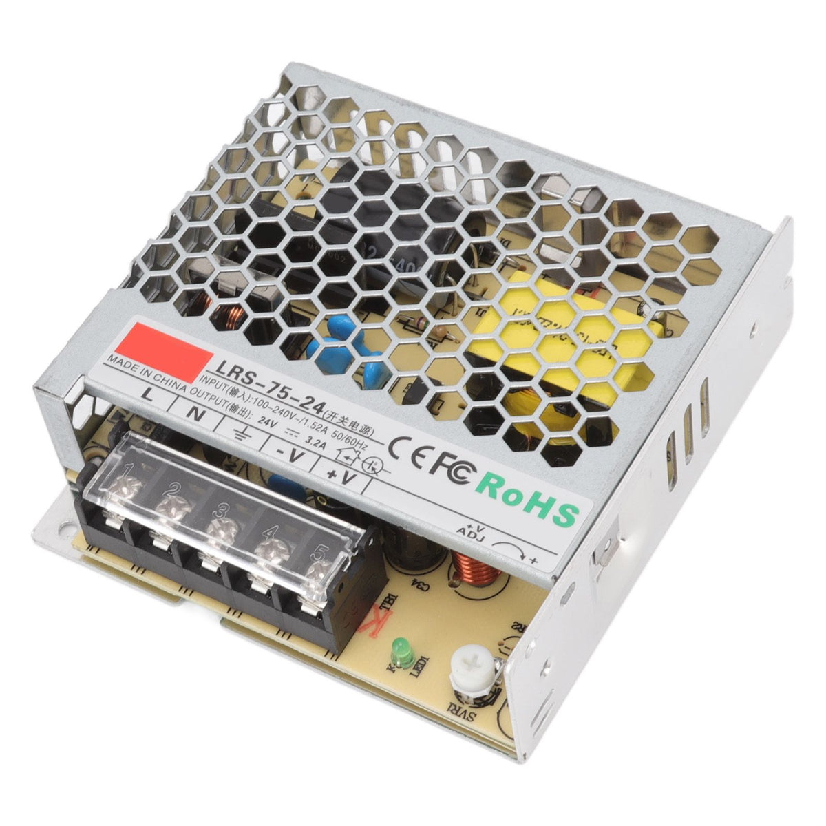 24V Switching Power Supply 3.2A Pure Copper Power Supply Transformer Adapter for Military Equipment 100‑240V