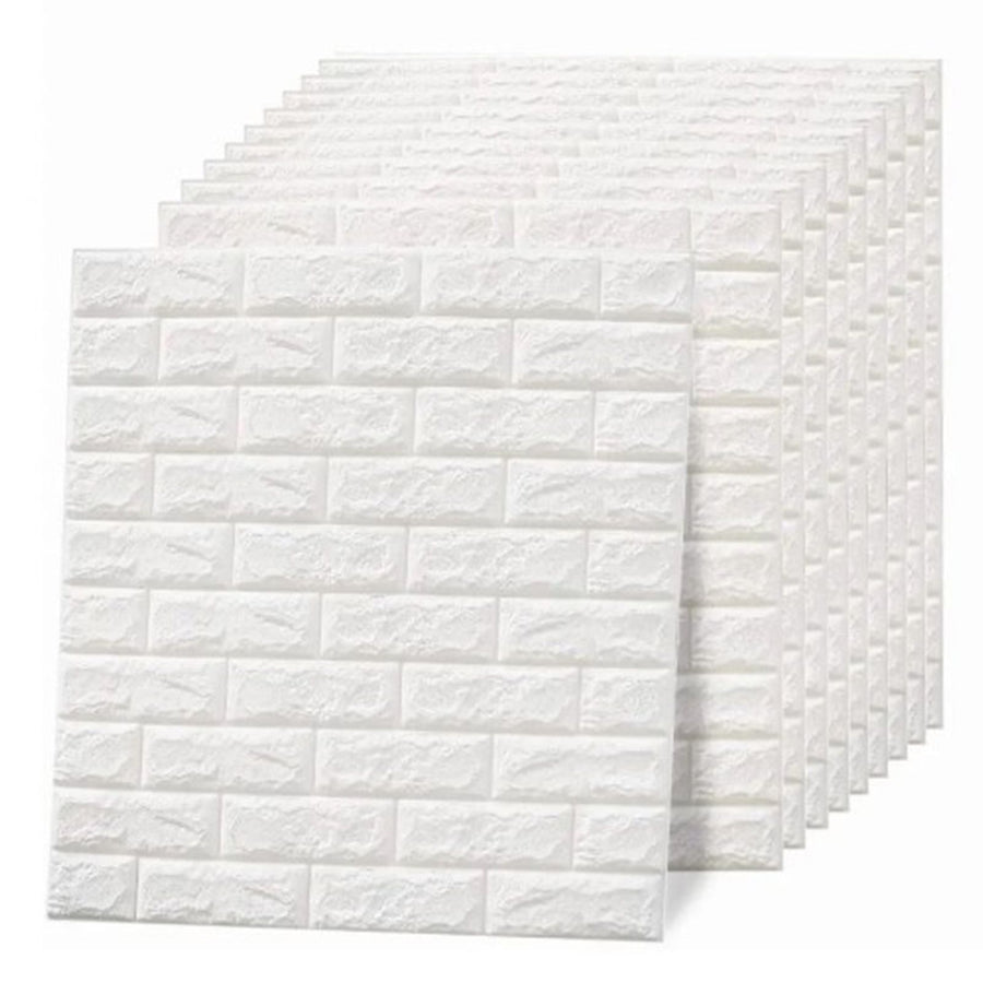 3D Wallpaper Self Adhesive Waterproof Cuttable Odorless Faux Brick Wall Panel for Living Room Bedroom White 10pcs