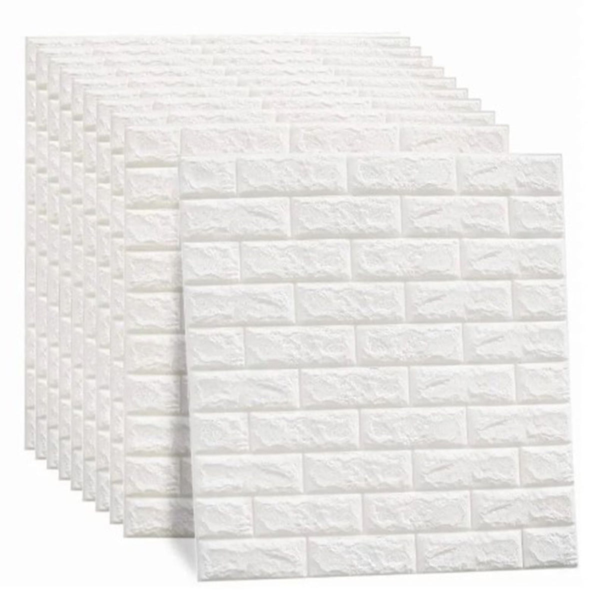 3D Wallpaper Self Adhesive Waterproof Cuttable Odorless Faux Brick Wall Panel for Living Room Bedroom White 10pcs