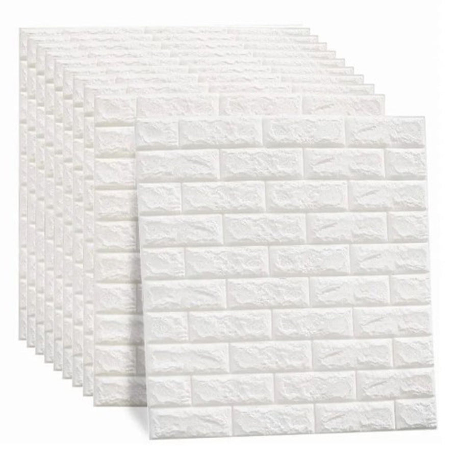 3D Wallpaper Self Adhesive Waterproof Cuttable Odorless Faux Brick Wall Panel for Living Room Bedroom White 10pcs