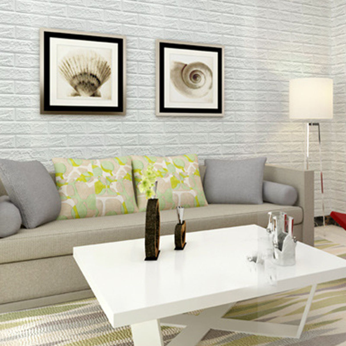 3D Wallpaper Self Adhesive Waterproof Cuttable Odorless Faux Brick Wall Panel for Living Room Bedroom White 10pcs