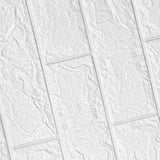 3D Wallpaper Self Adhesive Waterproof Cuttable Odorless Faux Brick Wall Panel for Living Room Bedroom White 10pcs - Low Angle