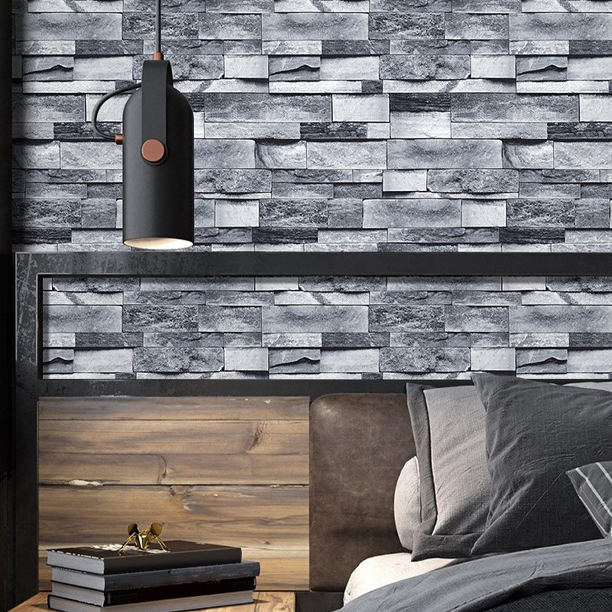 Self Adhesive Wallpaper 3D Simulation Brick Designed Thickened Paper Wall Stickers for Decoration