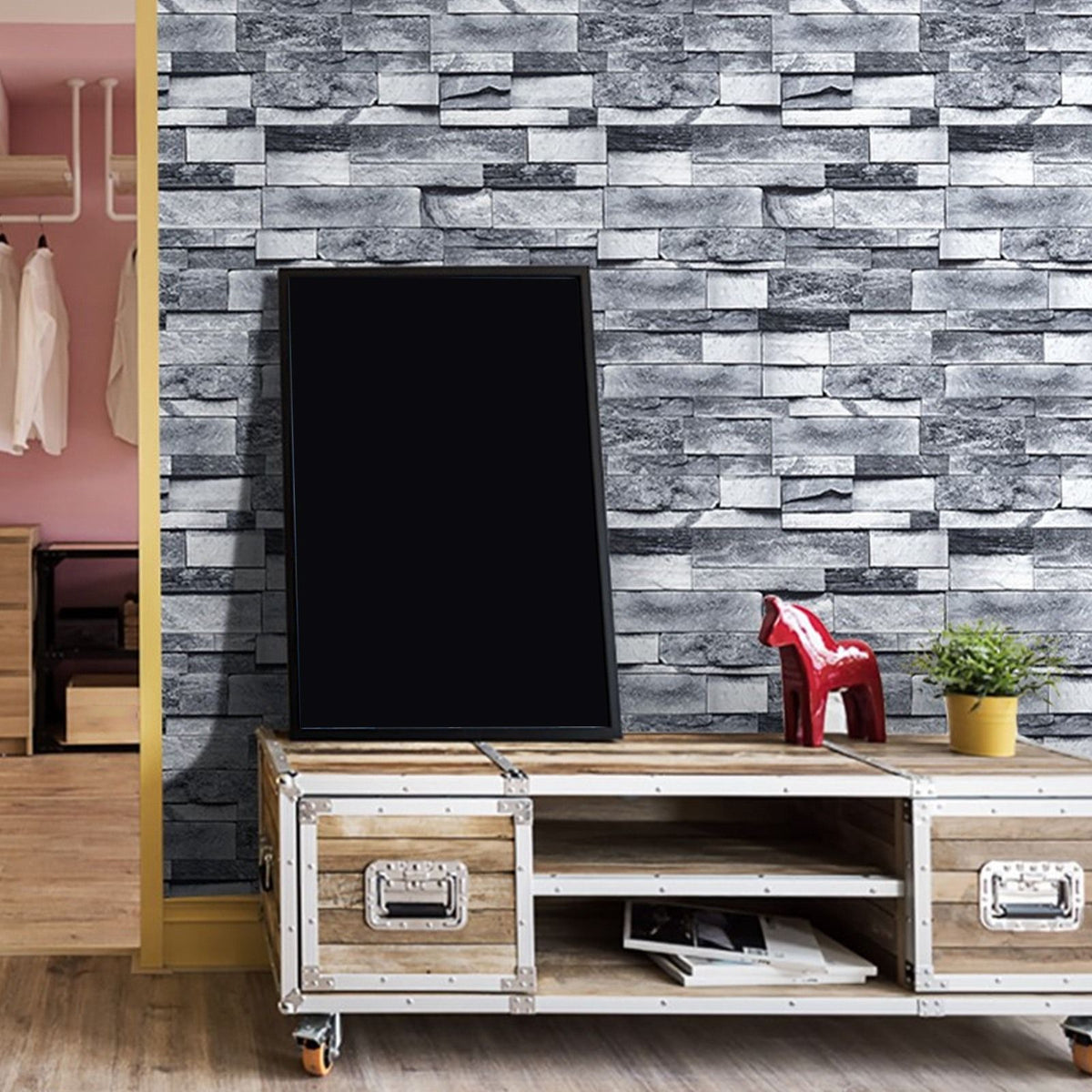 Self Adhesive Wallpaper 3D Simulation Brick Designed Thickened Paper Wall Stickers for Decoration