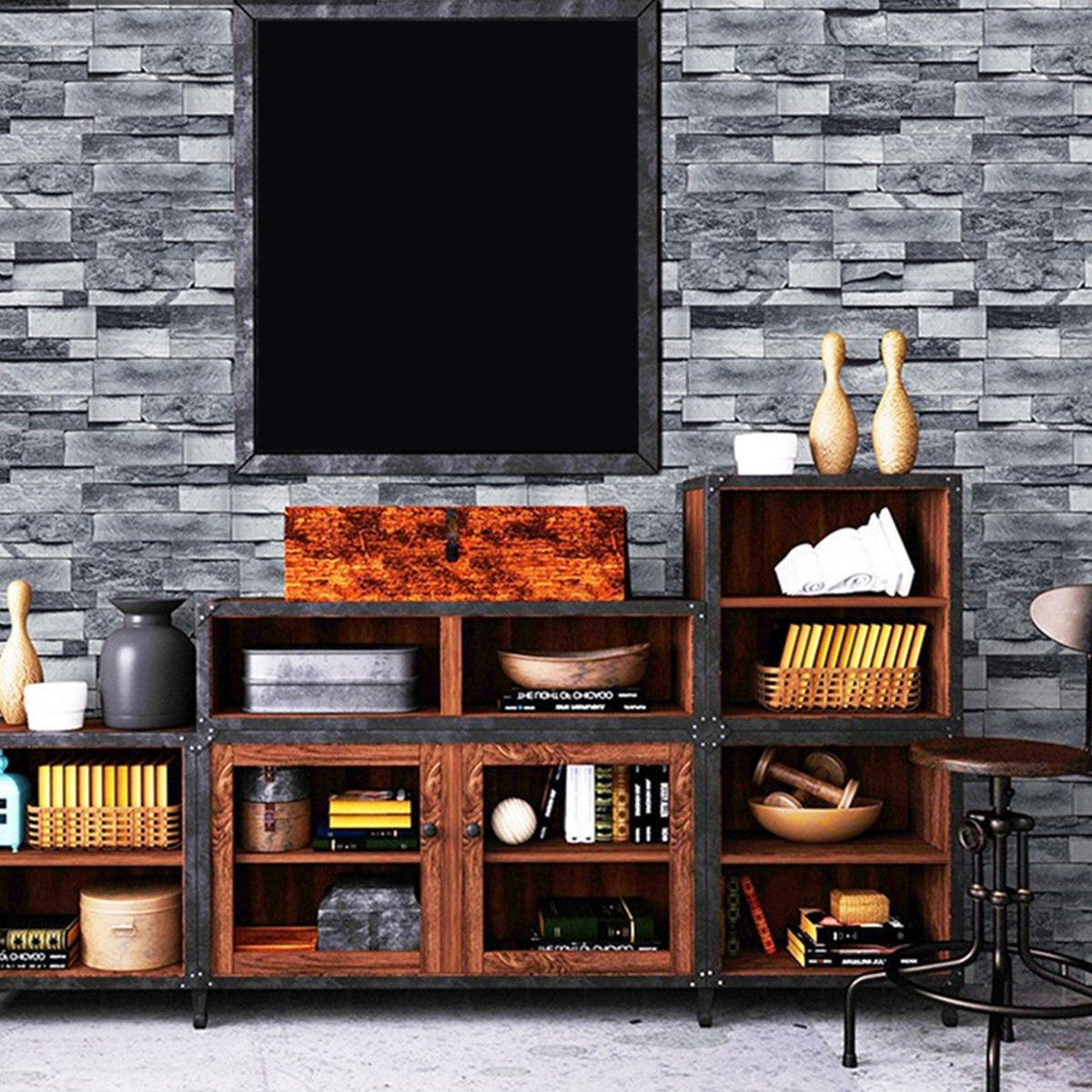 Self Adhesive Wallpaper 3D Simulation Brick Designed Thickened Paper Wall Stickers for Decoration