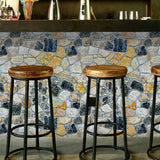 45cmx10m Simulated Stone Wallpaper Home Brick Grain Wall Sticker Colorful Rock Pattern