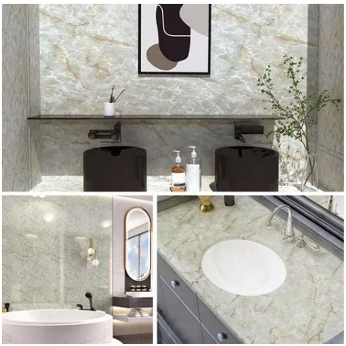 Kitchen Self Adhesive Film Marble Grain Waterproof High Temperature Resistance Home Decoration Wallpaper for Kitchen