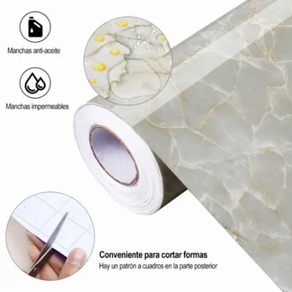Kitchen Self Adhesive Film Marble Grain Waterproof High Temperature Resistance Home Decoration Wallpaper for Kitchen